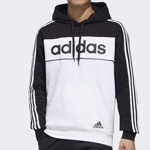 Adidas Men's Two-Tone Black and White Hoodie Size L Good Condition